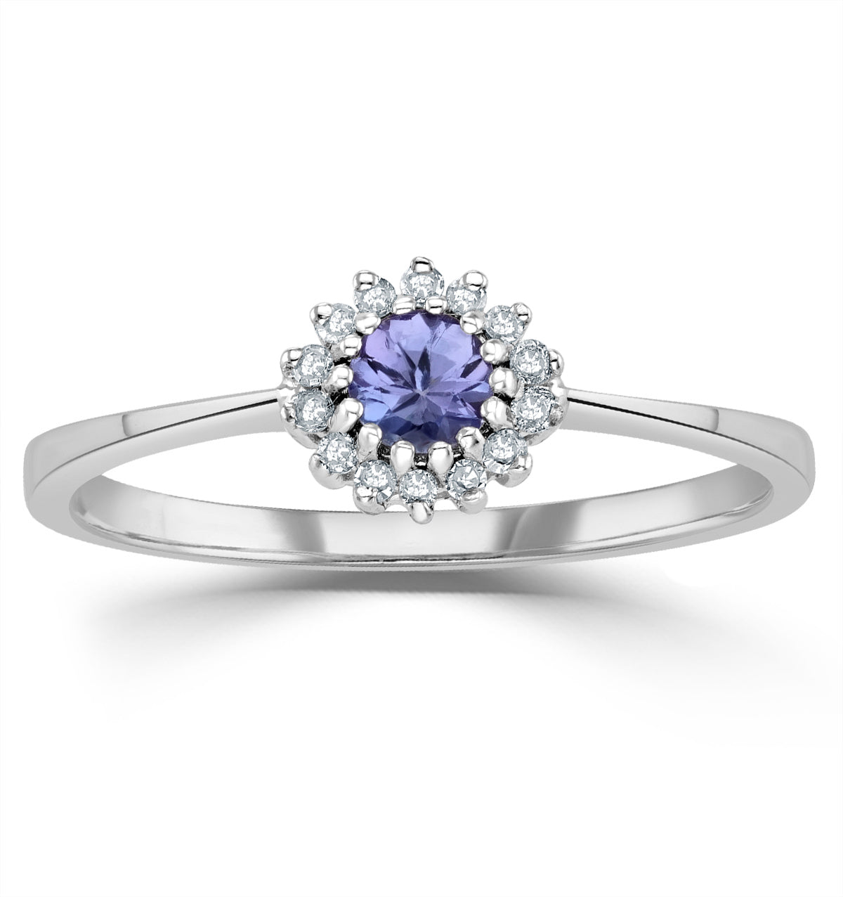 Tanzanite 3.5 x 3.5mm And Diamond 9K White Gold Ring
